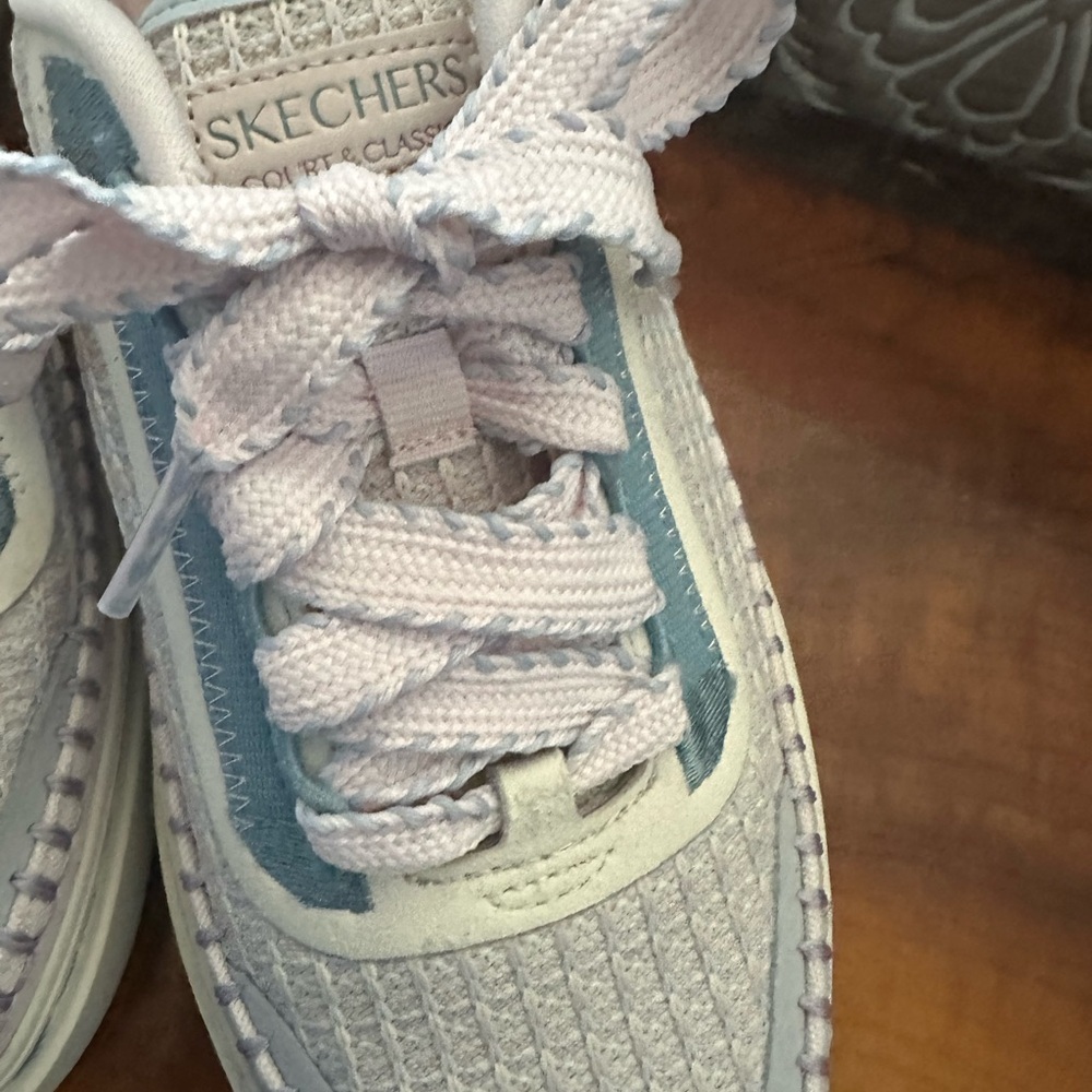 Skechers Women's Light Blue and Cream Sneakers - Picture 8 of 8